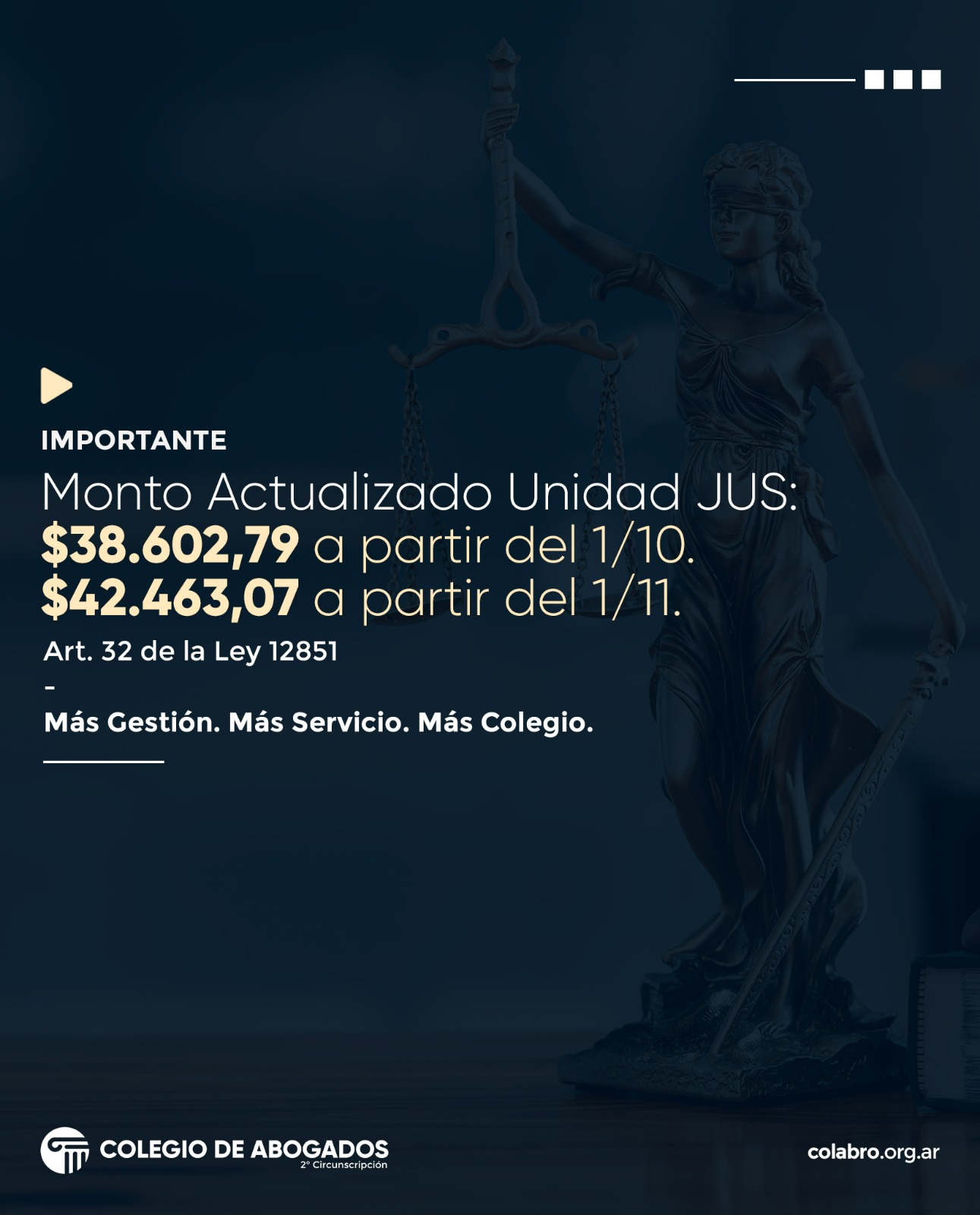 Aumento de la Unidad Jus - Noviembre 2023